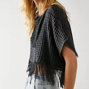 Free People Great Plains Poncho XS/S in Washed Black